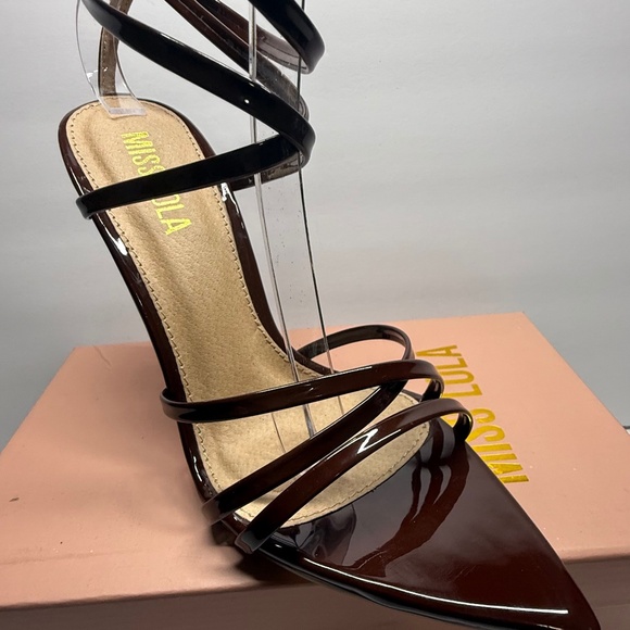 Miss Lola Pointed toe brown heels. - Picture 1 of 9